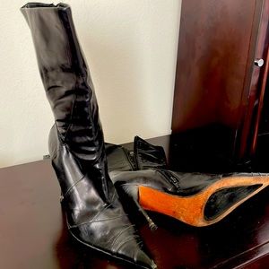 Aldo black leather calf boots